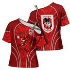 St George Illawarra Dragons Rugby Mascot Cross Shoulder Shirt Australian Rugby Culture - Tribal Inspired Dragon