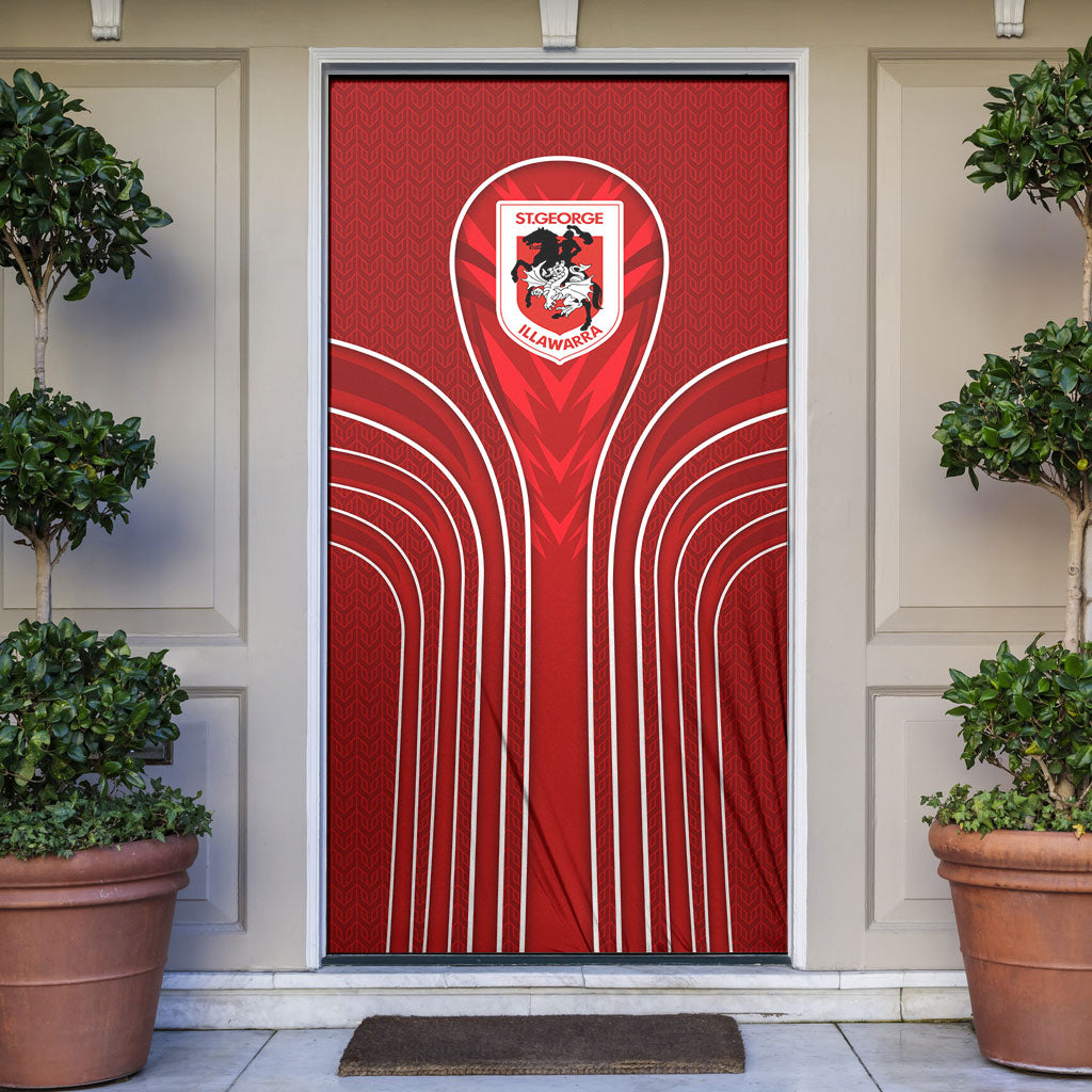 St George Illawarra Dragons Rugby Mascot Door Cover Australian Rugby Culture - Tribal Inspired Dragon
