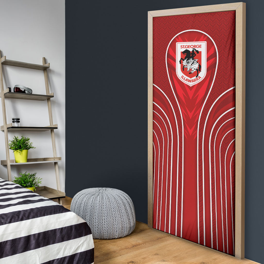 St George Illawarra Dragons Rugby Mascot Door Cover Australian Rugby Culture - Tribal Inspired Dragon