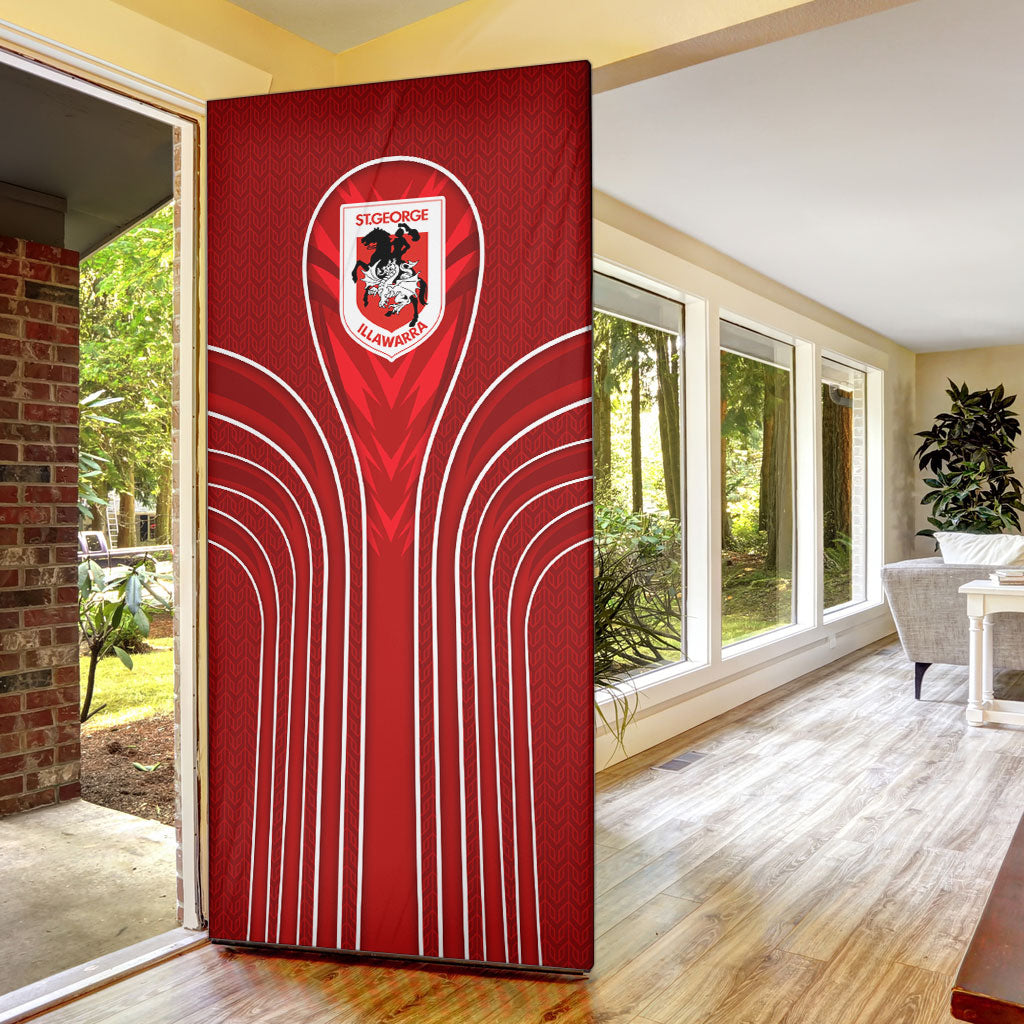 St George Illawarra Dragons Rugby Mascot Door Cover Australian Rugby Culture - Tribal Inspired Dragon