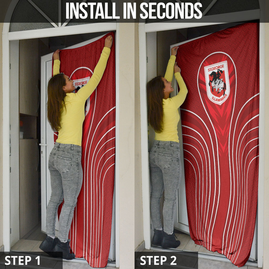 St George Illawarra Dragons Rugby Mascot Door Cover Australian Rugby Culture - Tribal Inspired Dragon