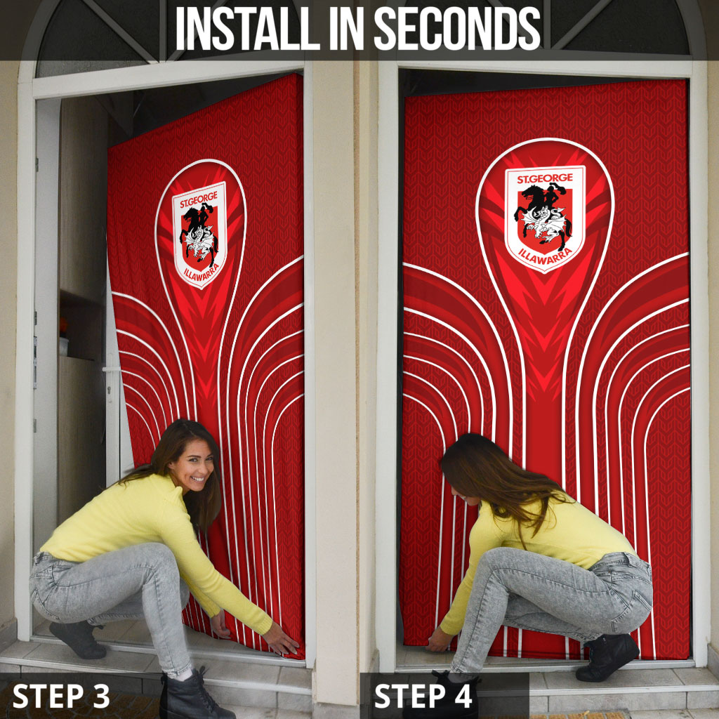 St George Illawarra Dragons Rugby Mascot Door Cover Australian Rugby Culture - Tribal Inspired Dragon
