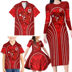 St George Illawarra Dragons Rugby Mascot Family Matching Long Sleeve Bodycon Dress and Hawaiian Shirt Australian Rugby Culture - Tribal Inspired Dragon