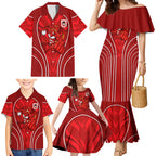 St George Illawarra Dragons Rugby Mascot Family Matching Mermaid Dress and Hawaiian Shirt Australian Rugby Culture - Tribal Inspired Dragon