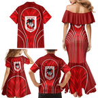 St George Illawarra Dragons Rugby Mascot Family Matching Mermaid Dress and Hawaiian Shirt Australian Rugby Culture - Tribal Inspired Dragon