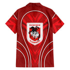 St George Illawarra Dragons Rugby Mascot Family Matching Puletasi and Hawaiian Shirt Australian Rugby Culture - Tribal Inspired Dragon