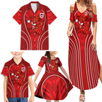 St George Illawarra Dragons Rugby Mascot Family Matching Summer Maxi Dress and Hawaiian Shirt Australian Rugby Culture - Tribal Inspired Dragon