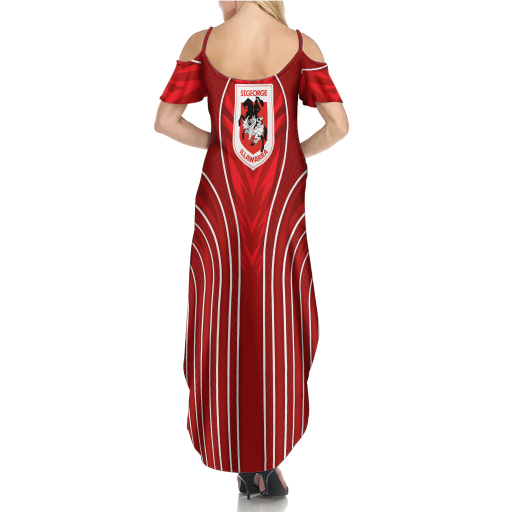 St George Illawarra Dragons Rugby Mascot Family Matching Summer Maxi Dress and Hawaiian Shirt Australian Rugby Culture - Tribal Inspired Dragon