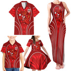 St George Illawarra Dragons Rugby Mascot Family Matching Tank Maxi Dress and Hawaiian Shirt Australian Rugby Culture - Tribal Inspired Dragon
