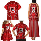 St George Illawarra Dragons Rugby Mascot Family Matching Tank Maxi Dress and Hawaiian Shirt Australian Rugby Culture - Tribal Inspired Dragon