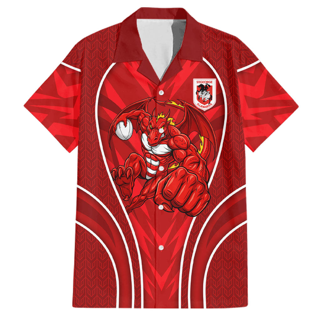St George Illawarra Dragons Rugby Mascot Family Matching Tank Maxi Dress and Hawaiian Shirt Australian Rugby Culture - Tribal Inspired Dragon