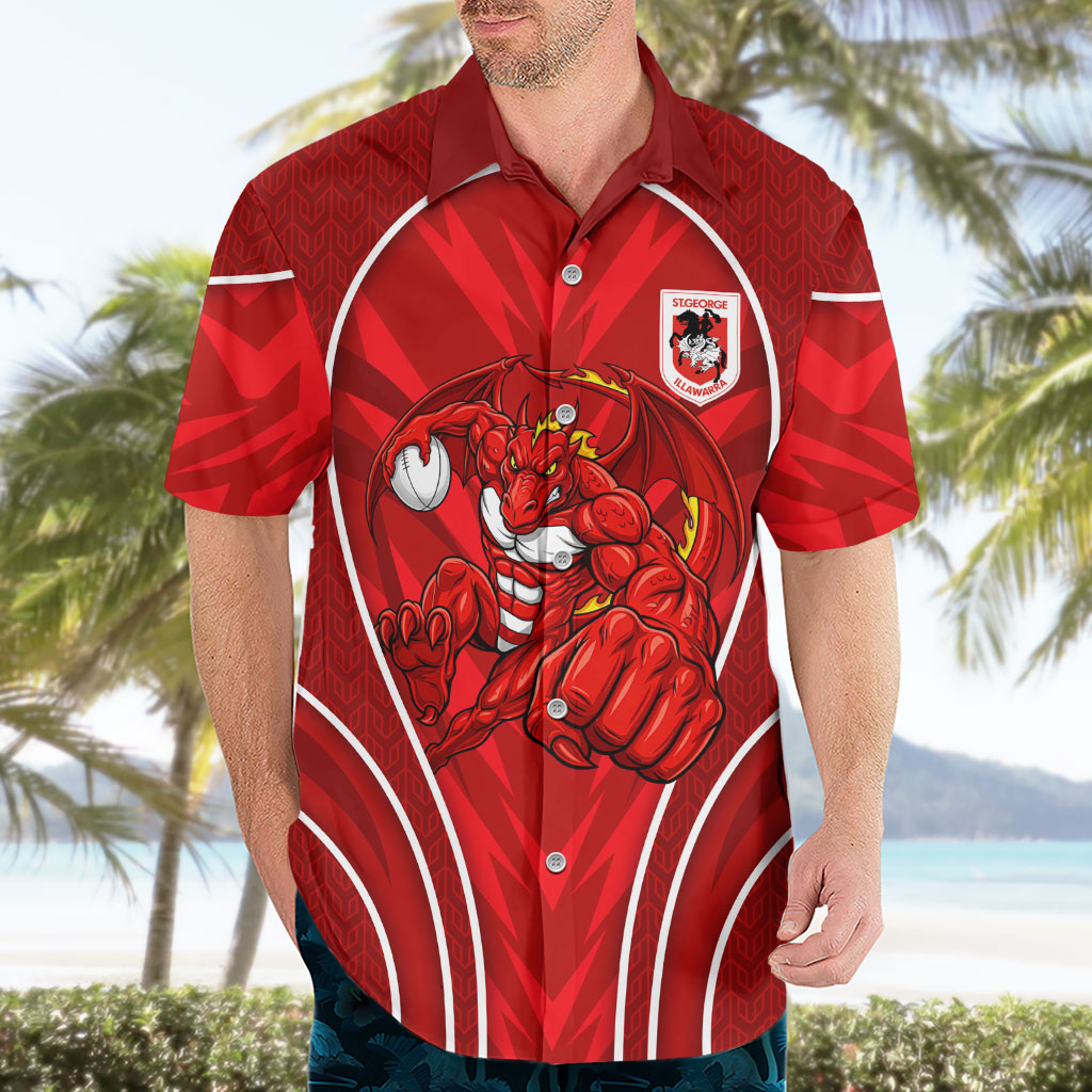 St George Illawarra Dragons Rugby Mascot Hawaiian Shirt Australian Rugby Culture - Tribal Inspired Dragon
