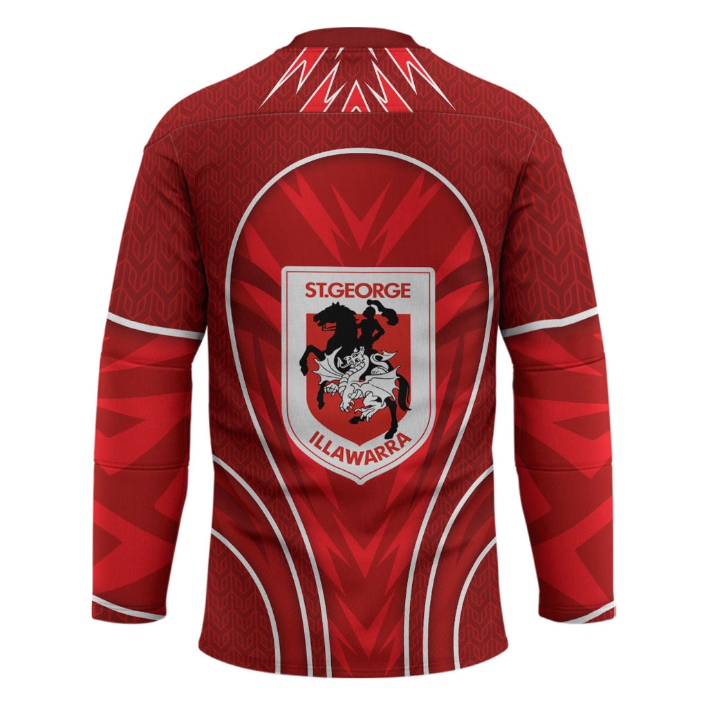 St George Illawarra Dragons Rugby Mascot Hockey Jersey Australian Rugby Culture - Tribal Inspired Dragon