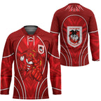 St George Illawarra Dragons Rugby Mascot Hockey Jersey Australian Rugby Culture - Tribal Inspired Dragon