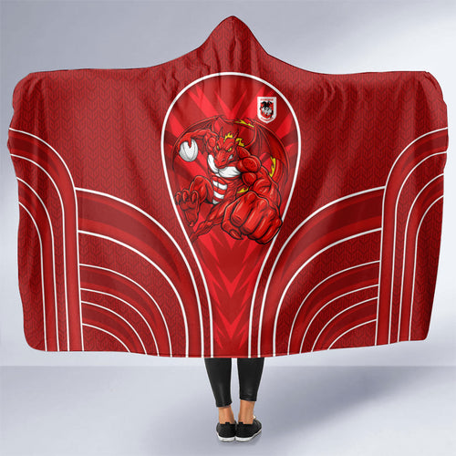 St George Illawarra Dragons Rugby Mascot Hooded Blanket Australian Rugby Culture - Tribal Inspired Dragon