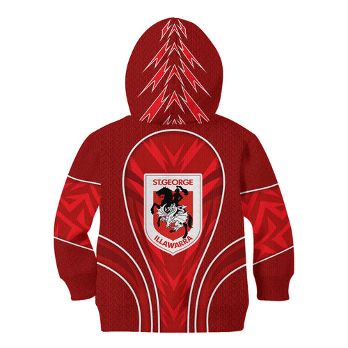 St George Illawarra Dragons Rugby Mascot Kid Hoodie Australian Rugby Culture - Tribal Inspired Dragon