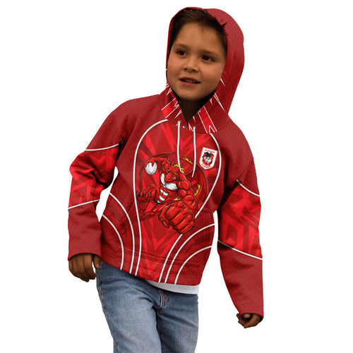 St George Illawarra Dragons Rugby Mascot Kid Hoodie Australian Rugby Culture - Tribal Inspired Dragon