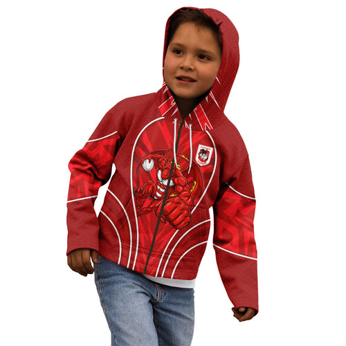 St George Illawarra Dragons Rugby Mascot Kid Hoodie Australian Rugby Culture - Tribal Inspired Dragon