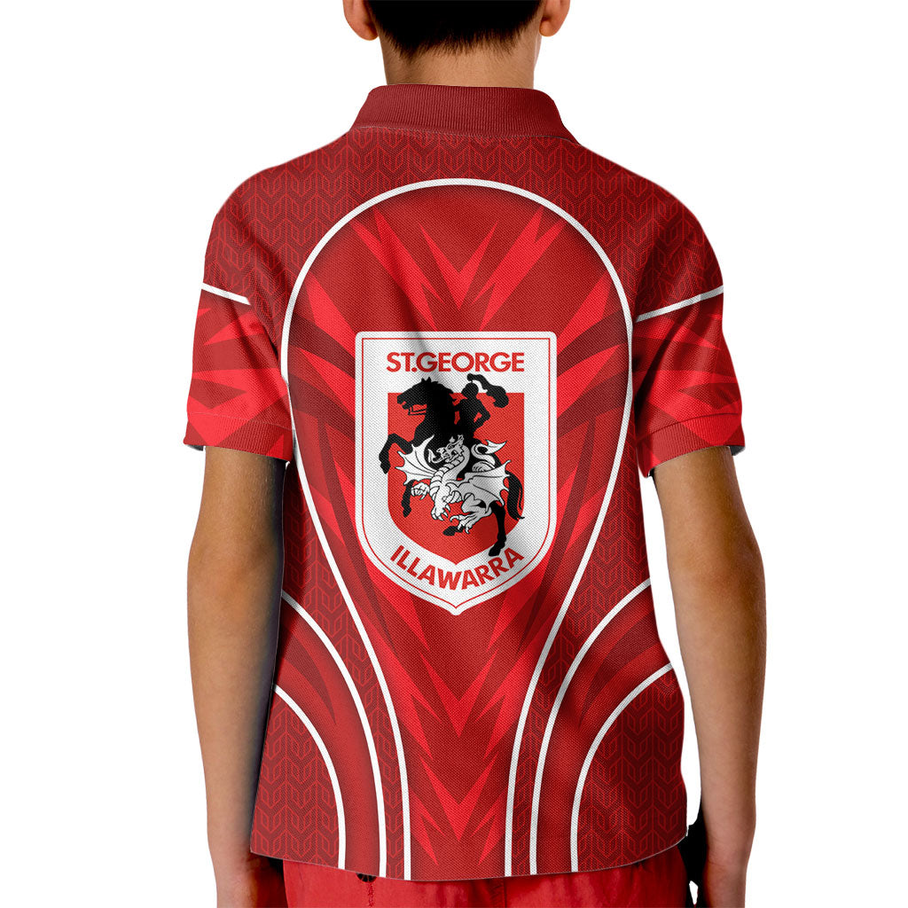 St George Illawarra Dragons Rugby Mascot Kid Polo Shirt Australian Rugby Culture - Tribal Inspired Dragon