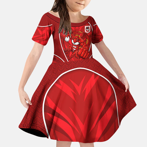 St George Illawarra Dragons Rugby Mascot Kid Short Sleeve Dress Australian Rugby Culture - Tribal Inspired Dragon