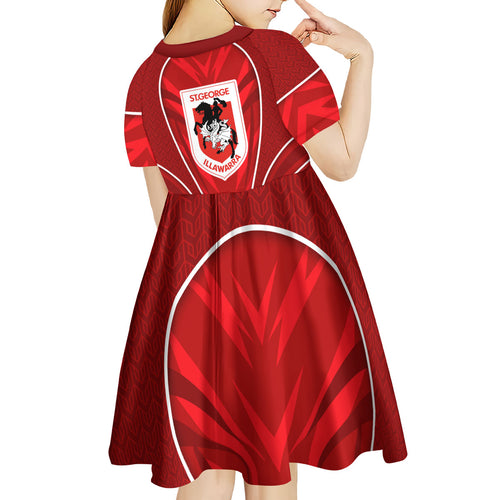 St George Illawarra Dragons Rugby Mascot Kid Short Sleeve Dress Australian Rugby Culture - Tribal Inspired Dragon