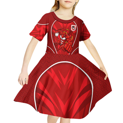 St George Illawarra Dragons Rugby Mascot Kid Short Sleeve Dress Australian Rugby Culture - Tribal Inspired Dragon