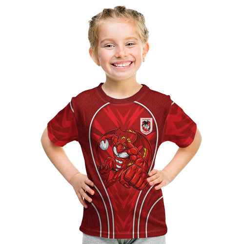St George Illawarra Dragons Rugby Mascot Kid T Shirt Australian Rugby Culture - Tribal Inspired Dragon
