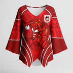 St George Illawarra Dragons Rugby Mascot Kimono Sleeve Blouse Australian Rugby Culture - Tribal Inspired Dragon