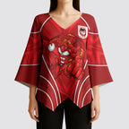 St George Illawarra Dragons Rugby Mascot Kimono Sleeve Blouse Australian Rugby Culture - Tribal Inspired Dragon