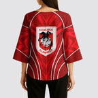 St George Illawarra Dragons Rugby Mascot Kimono Sleeve Blouse Australian Rugby Culture - Tribal Inspired Dragon