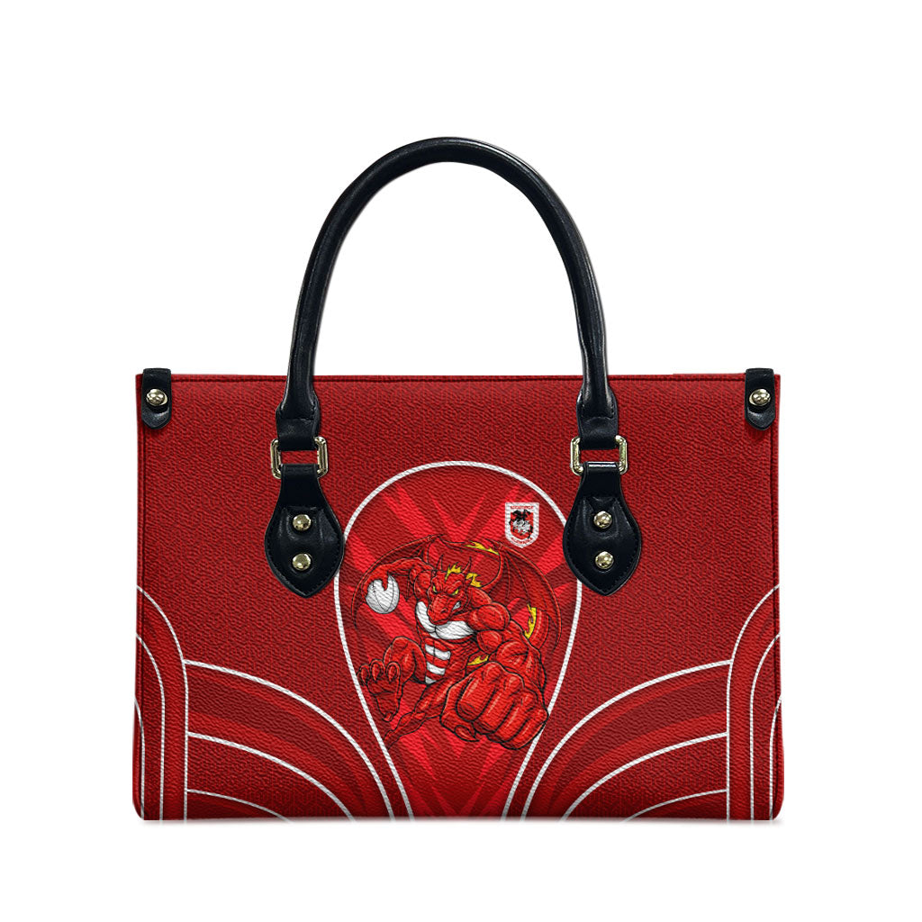 St George Illawarra Dragons Rugby Mascot Leather Bag Australian Rugby Culture - Tribal Inspired Dragon
