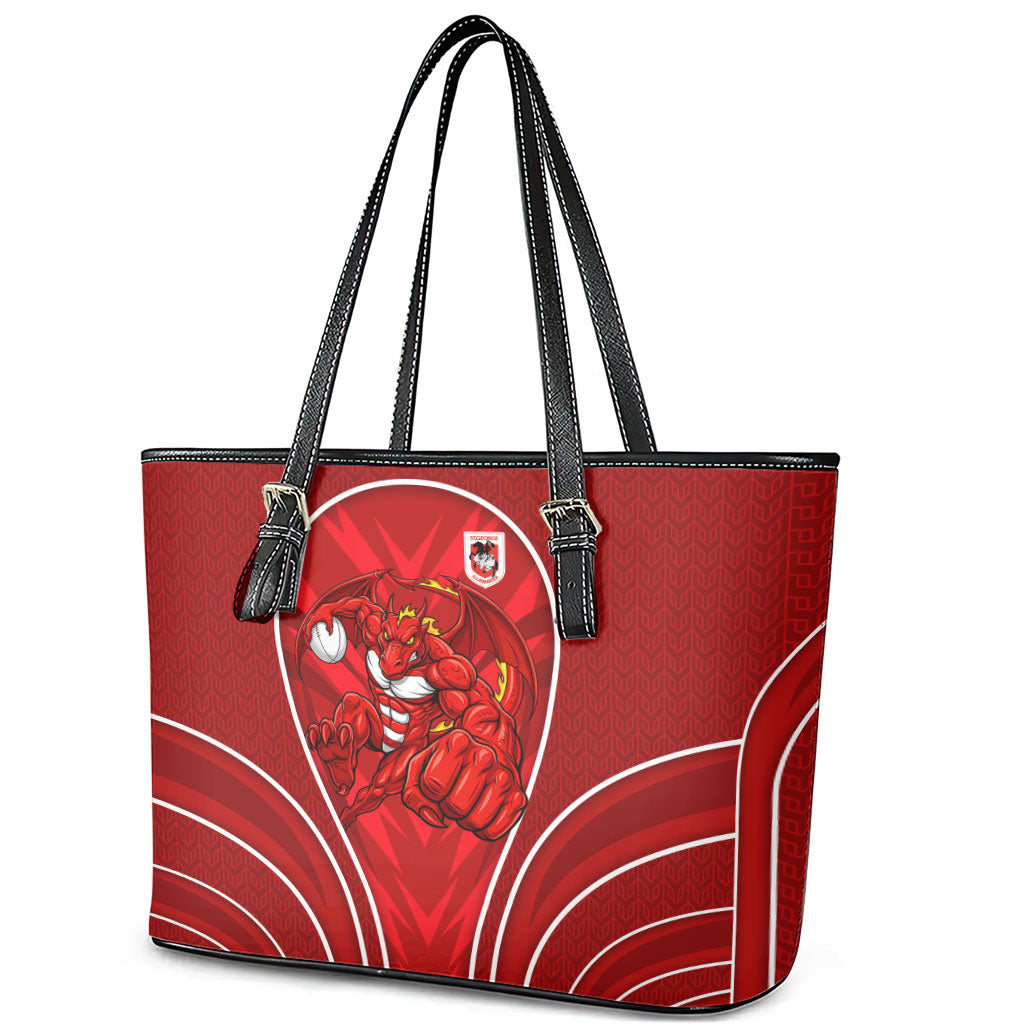St George Illawarra Dragons Rugby Mascot Leather Tote Bag Australian Rugby Culture - Tribal Inspired Dragon