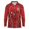 St George Illawarra Dragons Rugby Mascot Long Sleeve Polo Shirt Australian Rugby Culture - Tribal Inspired Dragon