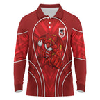 St George Illawarra Dragons Rugby Mascot Long Sleeve Polo Shirt Australian Rugby Culture - Tribal Inspired Dragon