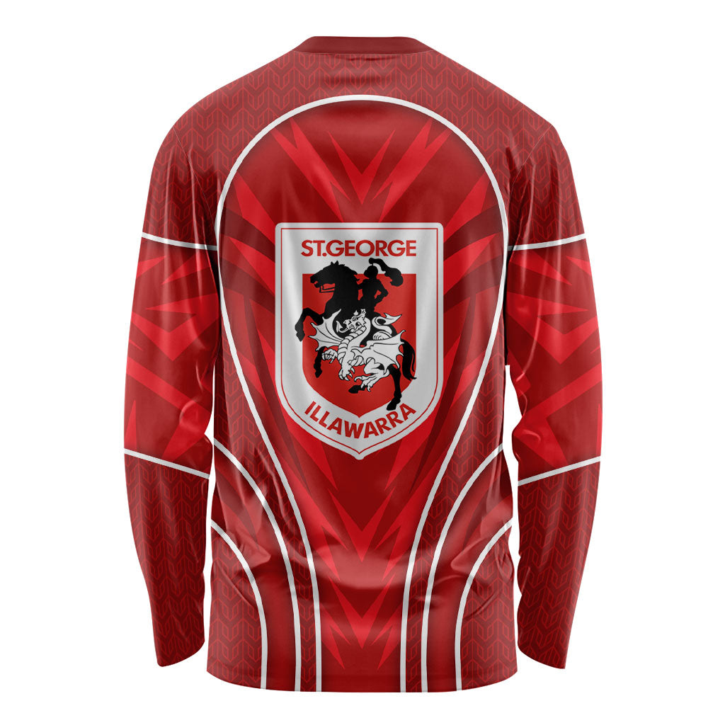 St George Illawarra Dragons Rugby Mascot Long Sleeve Shirt Australian Rugby Culture - Tribal Inspired Dragon
