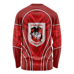 St George Illawarra Dragons Rugby Mascot Long Sleeve Shirt Australian Rugby Culture - Tribal Inspired Dragon