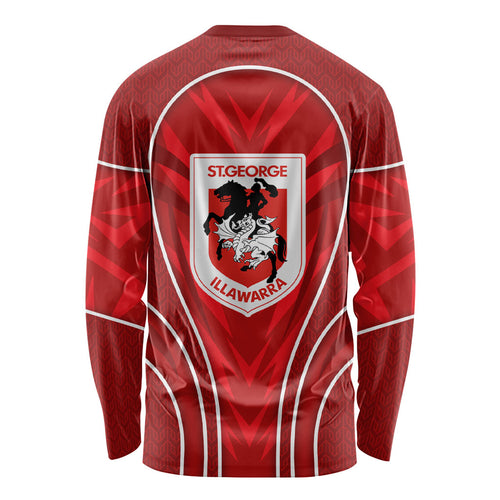 St George Illawarra Dragons Rugby Mascot Long Sleeve Shirt Australian Rugby Culture - Tribal Inspired Dragon