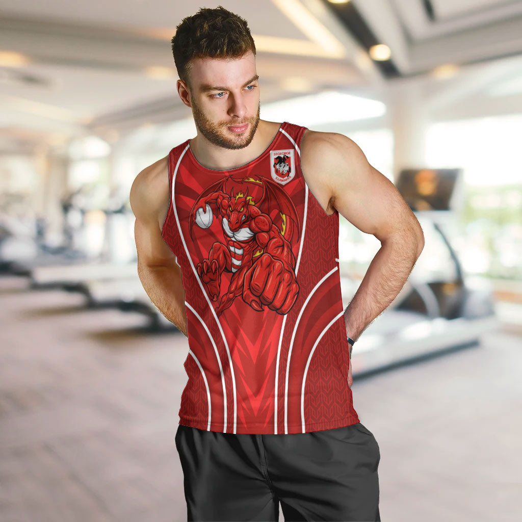 St George Illawarra Dragons Rugby Mascot Men Tank Top Australian Rugby Culture - Tribal Inspired Dragon