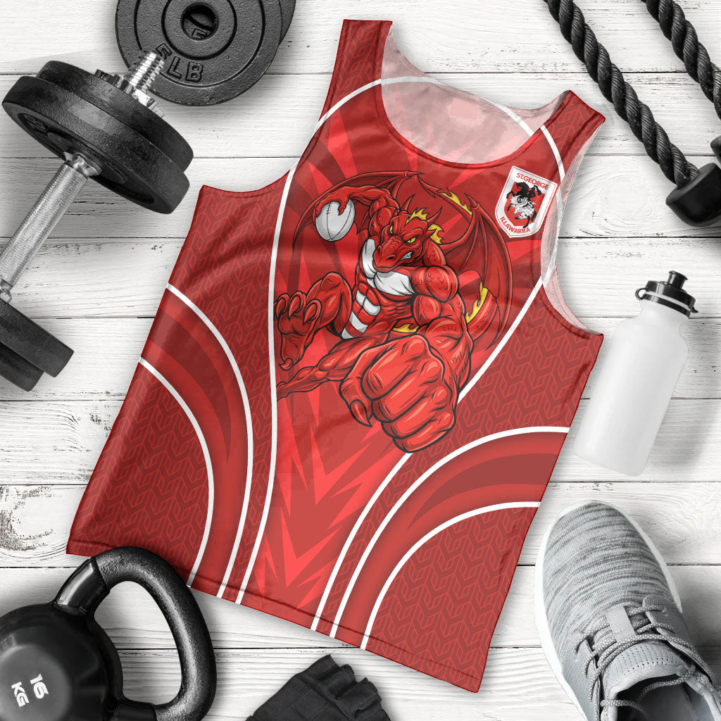 St George Illawarra Dragons Rugby Mascot Men Tank Top Australian Rugby Culture - Tribal Inspired Dragon