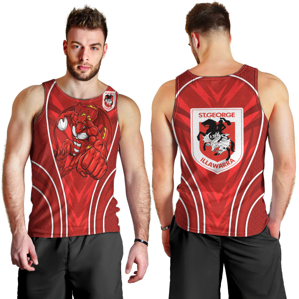 St George Illawarra Dragons Rugby Mascot Men Tank Top Australian Rugby Culture - Tribal Inspired Dragon