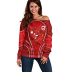 St George Illawarra Dragons Rugby Mascot Off Shoulder Sweater Australian Rugby Culture - Tribal Inspired Dragon