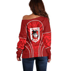 St George Illawarra Dragons Rugby Mascot Off Shoulder Sweater Australian Rugby Culture - Tribal Inspired Dragon