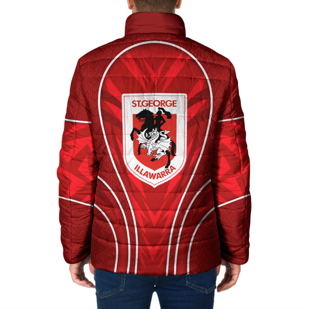 St George Illawarra Dragons Rugby Mascot Padded Jacket Australian Rugby Culture - Tribal Inspired Dragon