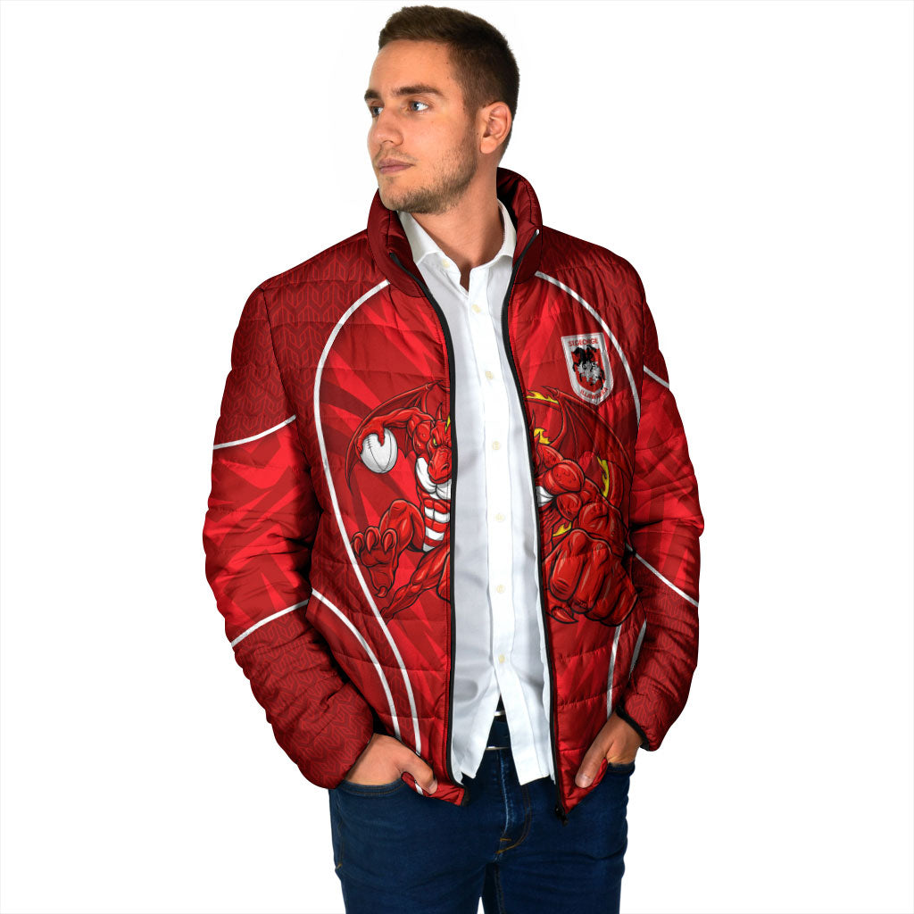St George Illawarra Dragons Rugby Mascot Padded Jacket Australian Rugby Culture - Tribal Inspired Dragon