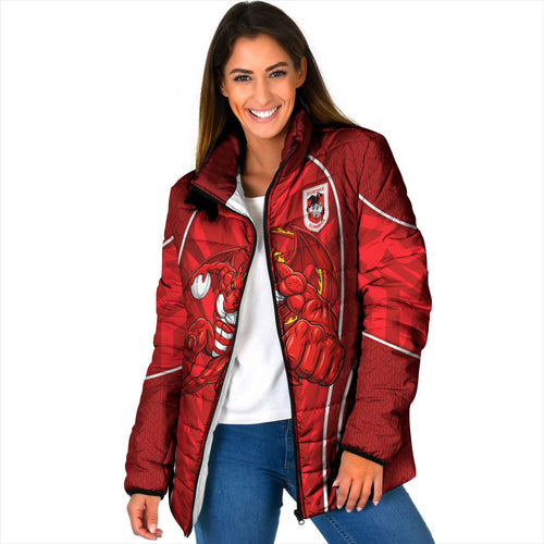 St George Illawarra Dragons Rugby Mascot Padded Jacket Australian Rugby Culture - Tribal Inspired Dragon