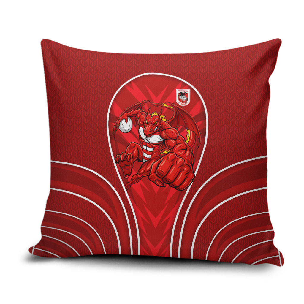 St George Illawarra Dragons Rugby Mascot Pillow Cover Australian Rugby Culture - Tribal Inspired Dragon