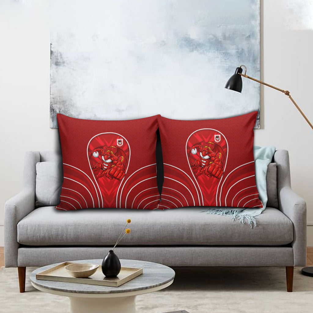 St George Illawarra Dragons Rugby Mascot Pillow Cover Australian Rugby Culture - Tribal Inspired Dragon