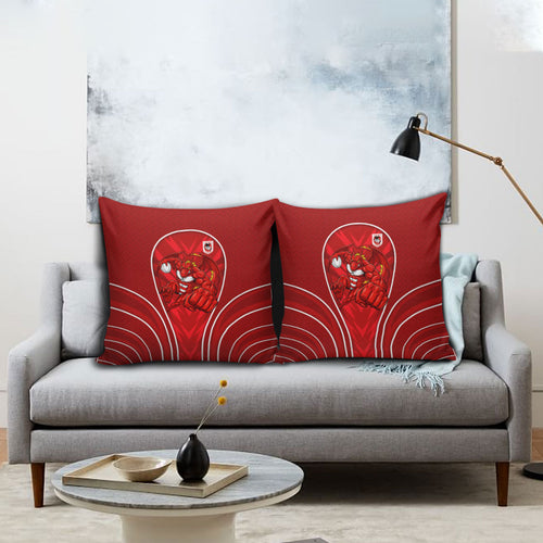 St George Illawarra Dragons Rugby Mascot Pillow Cover Australian Rugby Culture - Tribal Inspired Dragon