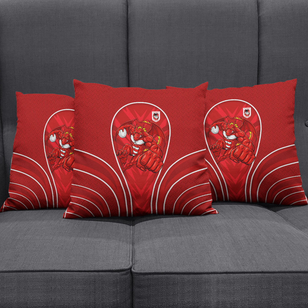 St George Illawarra Dragons Rugby Mascot Pillow Cover Australian Rugby Culture - Tribal Inspired Dragon