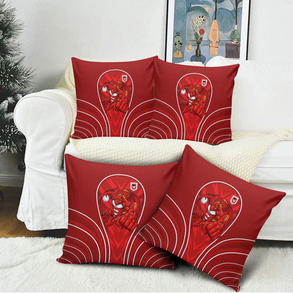 St George Illawarra Dragons Rugby Mascot Pillow Cover Australian Rugby Culture - Tribal Inspired Dragon